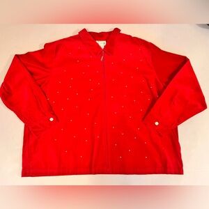 The Quacker Factory Red Velvet Style  Rhinestone Accent Jacket Size 3X NWT